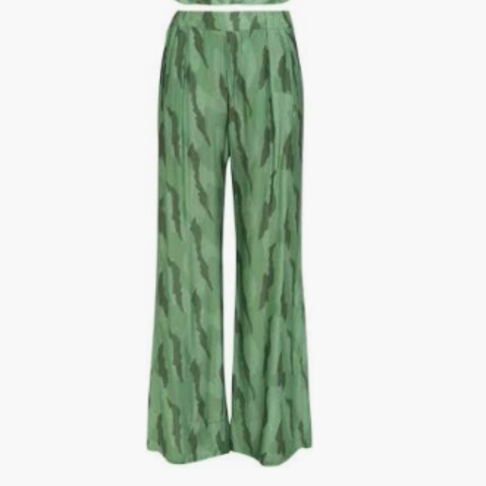 NWOT Multi Green Silk Blend Flow Anita Pants from Vix by Paula Hermanny
